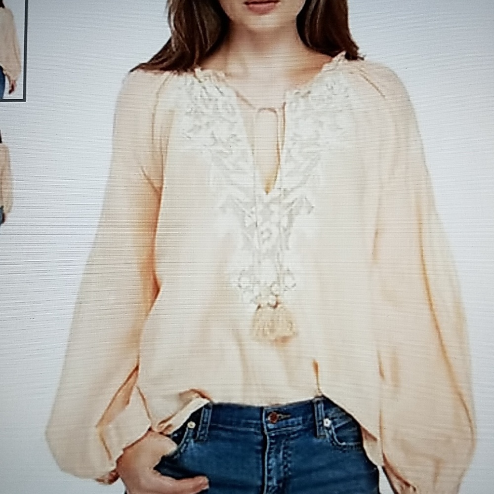 Free people shimla peach peasant blouse